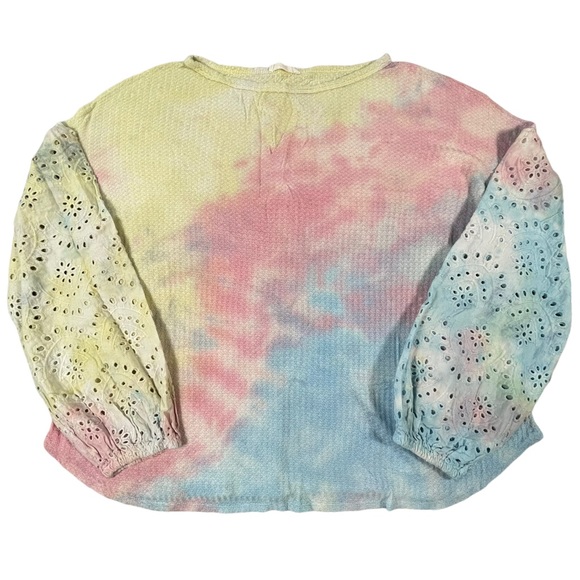 Chrysanthemum size medium pastel tie dye shirt, long lace like sleeves NEW - Picture 2 of 13